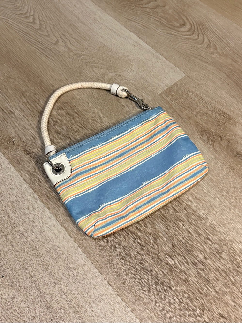 Vintage Coach Striped Handbag Y2K Authentic Beachy Nautical Preppy Coastal